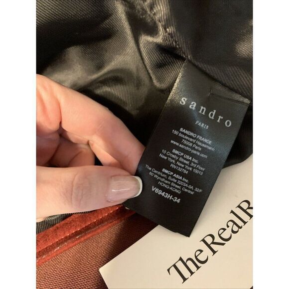 Sandro Paris Authentic Adaya Suede Leather Red Long Sleeve Moto Jacket 1 Xs - Picture 12 of 16